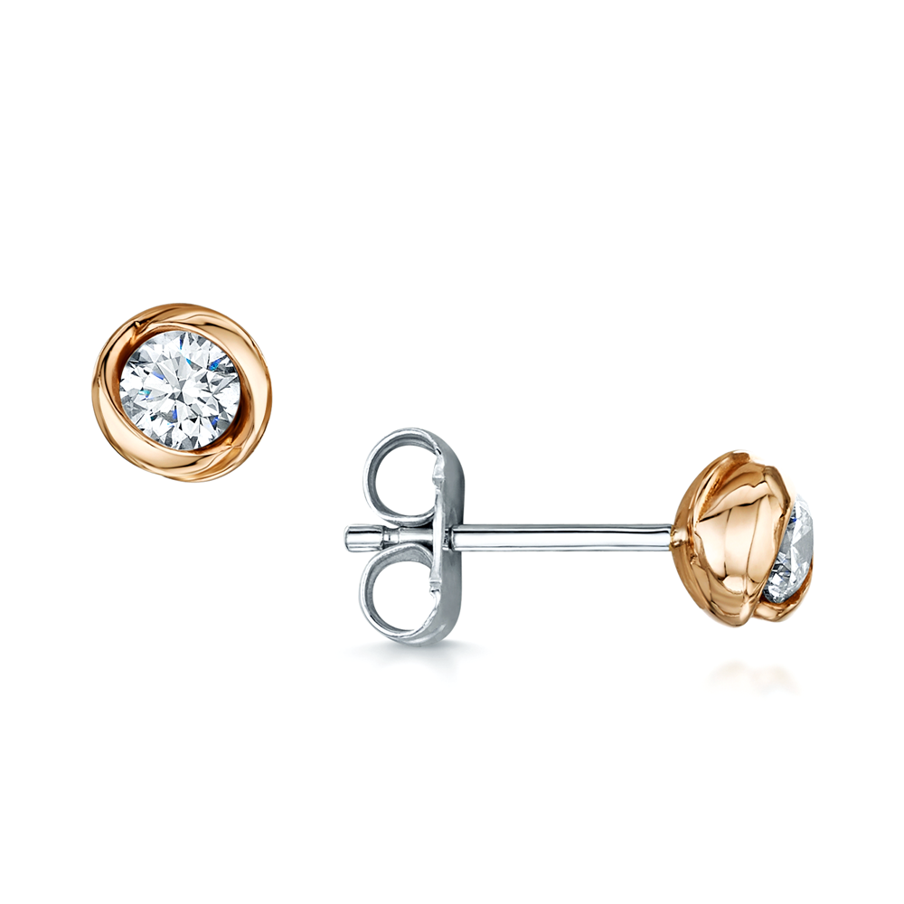 18ct Rose Gold Rosebud Diamond Set Stud Earrings