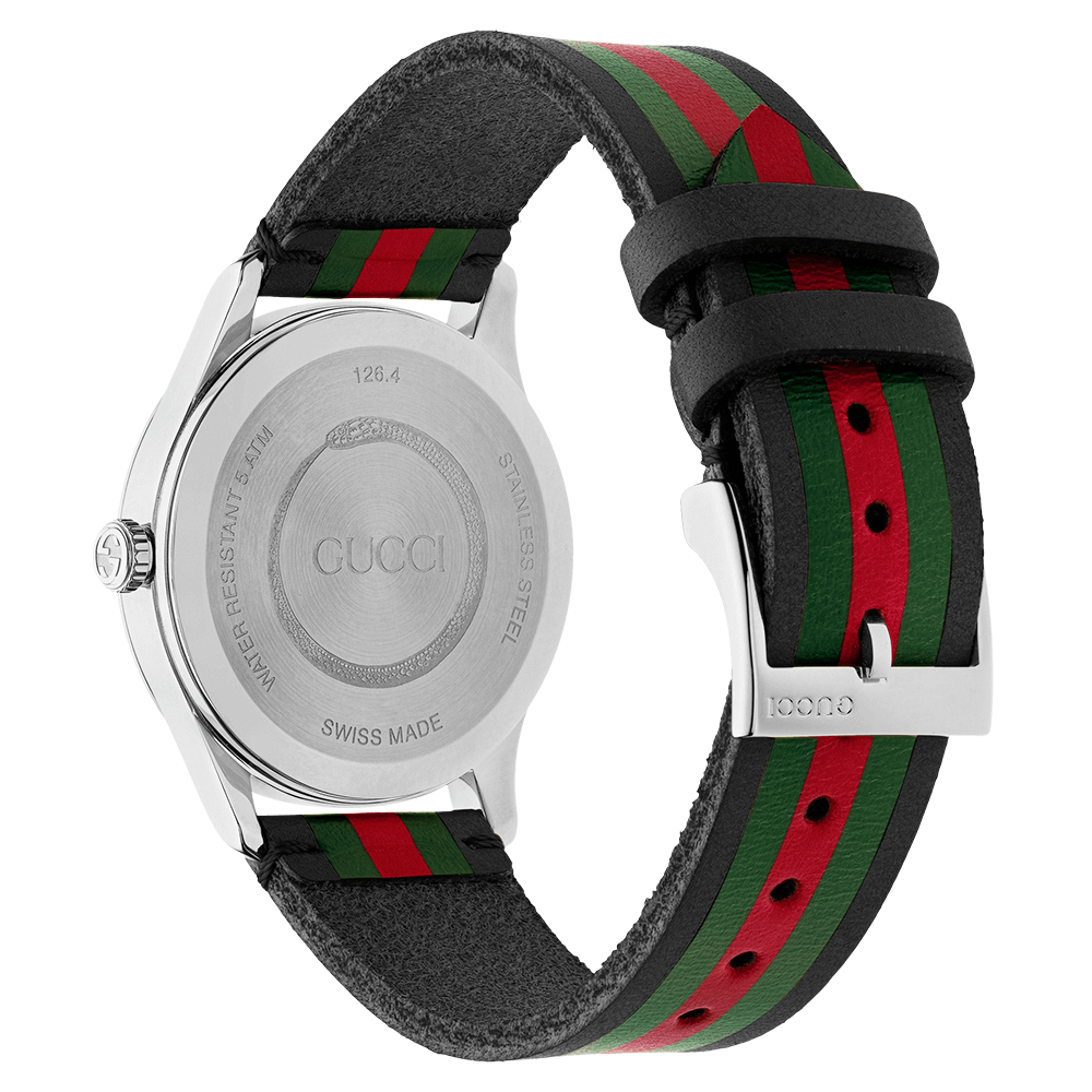 G-Timeless 38mm Black/Red/Green Vertical Stripe Dial & Strap Watch