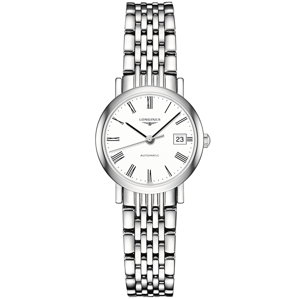 Elegant 25mm White Roman Dial Ladies Automatic Bracelet Watch