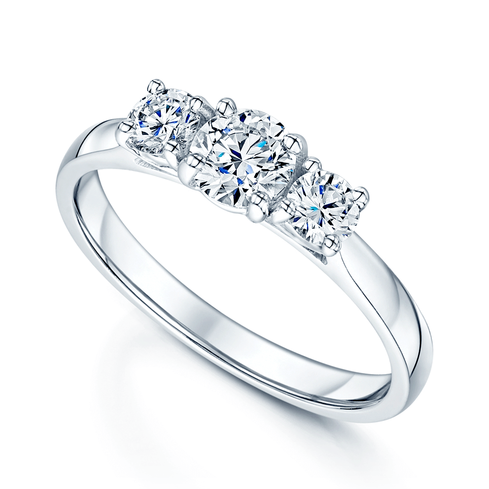 Platinum GIA Certificated Three Stone Diamond Trilogy Ring