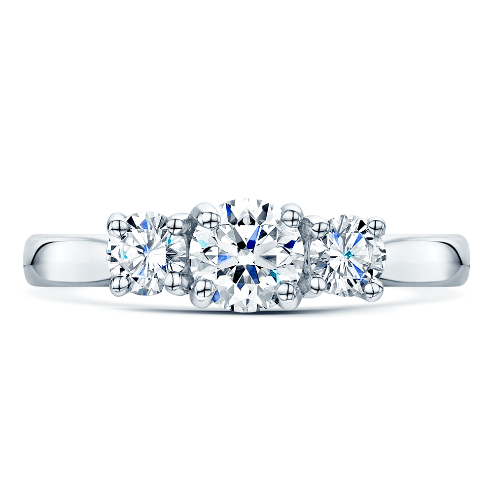 Platinum GIA Certificated Three Stone Diamond Trilogy Ring