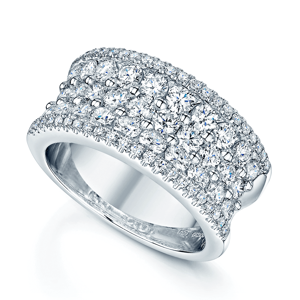 Platinum Concave Diamond Dress Ring