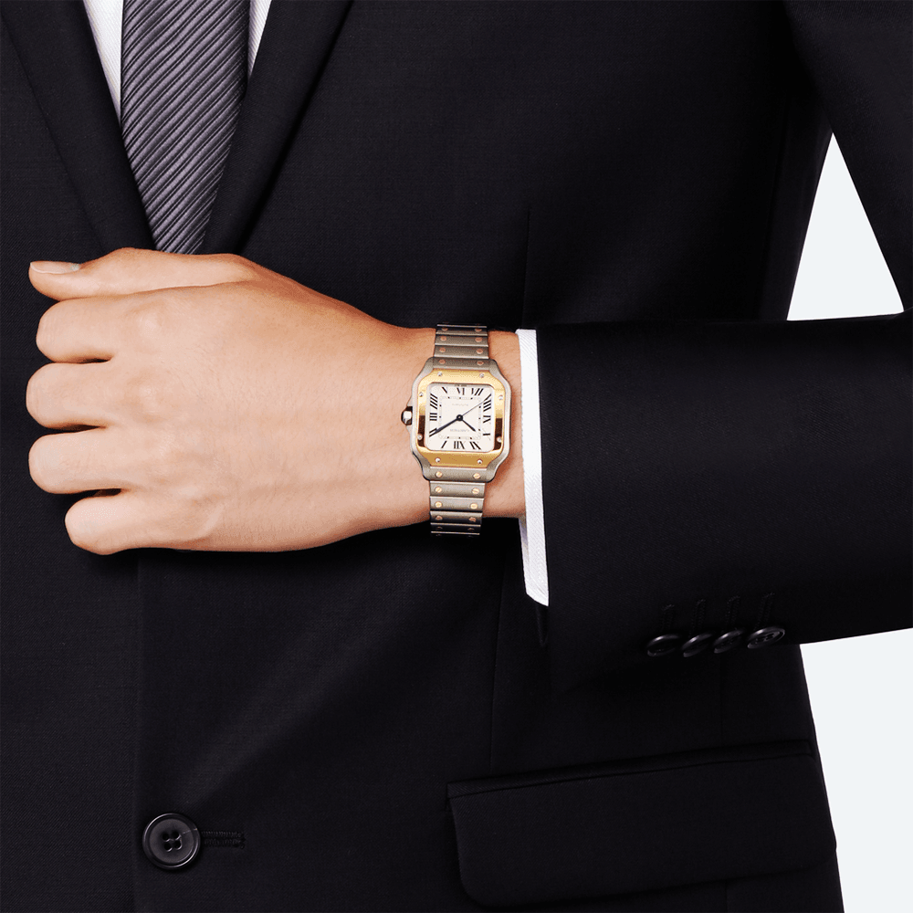 Santos de Cartier Medium Steel & 18ct Yellow Gold Bracelet/Strap Watch