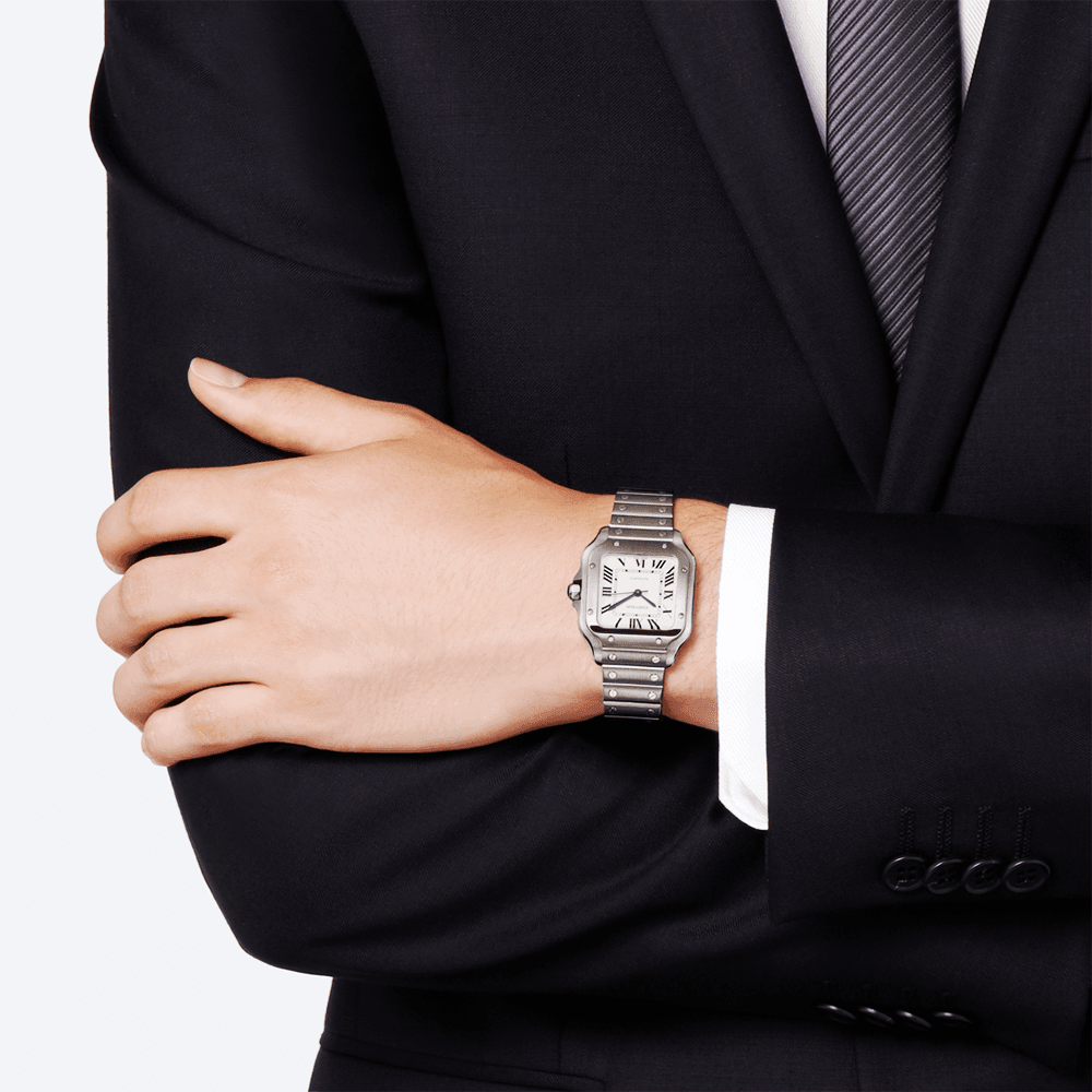 Cartier Santos de Cartier Medium Steel Bracelet Strap Watch