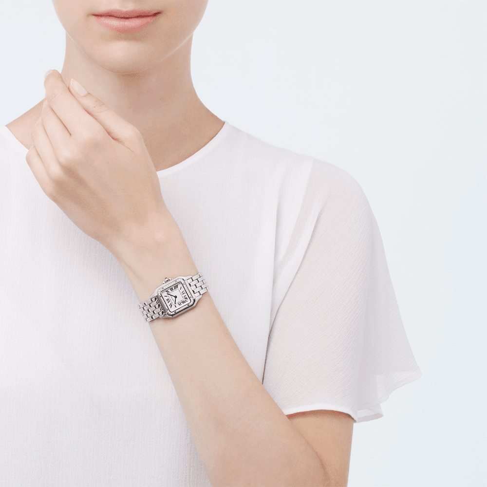 Panthère de Cartier Medium Steel Diamond Bezel Watch