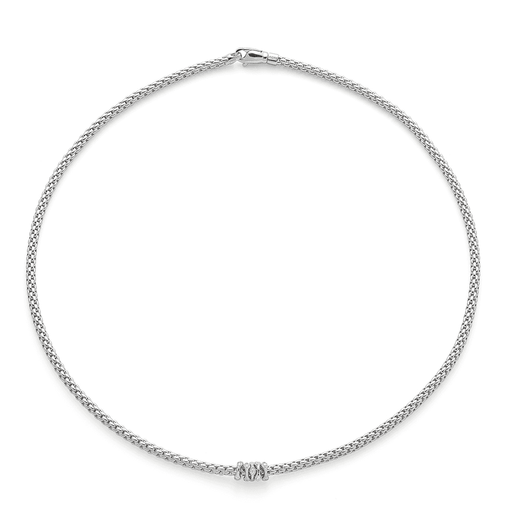 Prima 18ct White Gold Necklet With Five Diamond Set Rondels