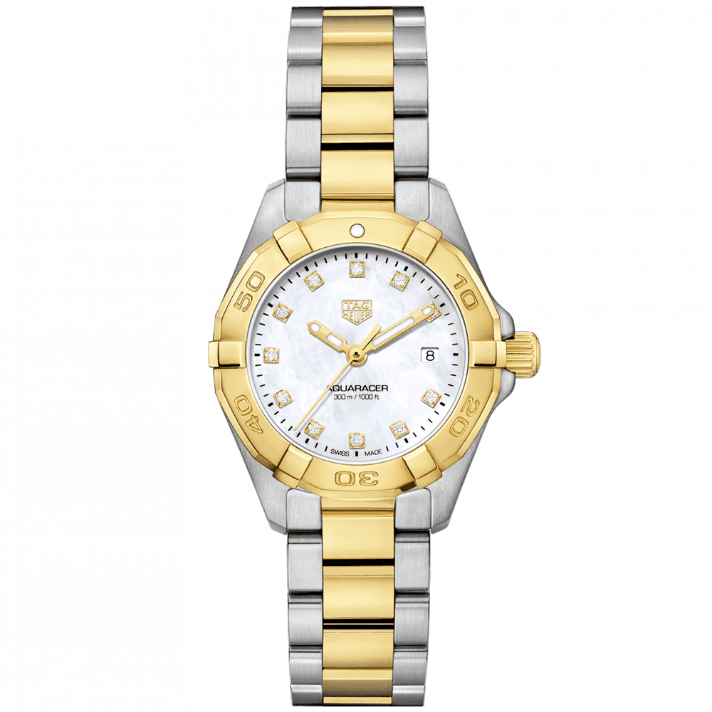 Aquaracer 27mm Two-Tone Diamond Dial Ladies Bracelet Watch