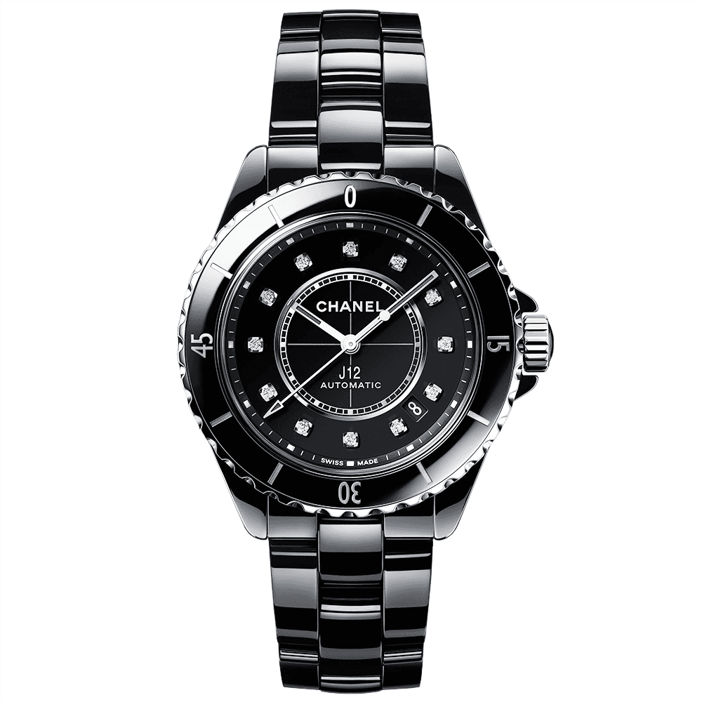 CHANEL J12 38mm Black Ceramic Diamond Dial Automatic Watch