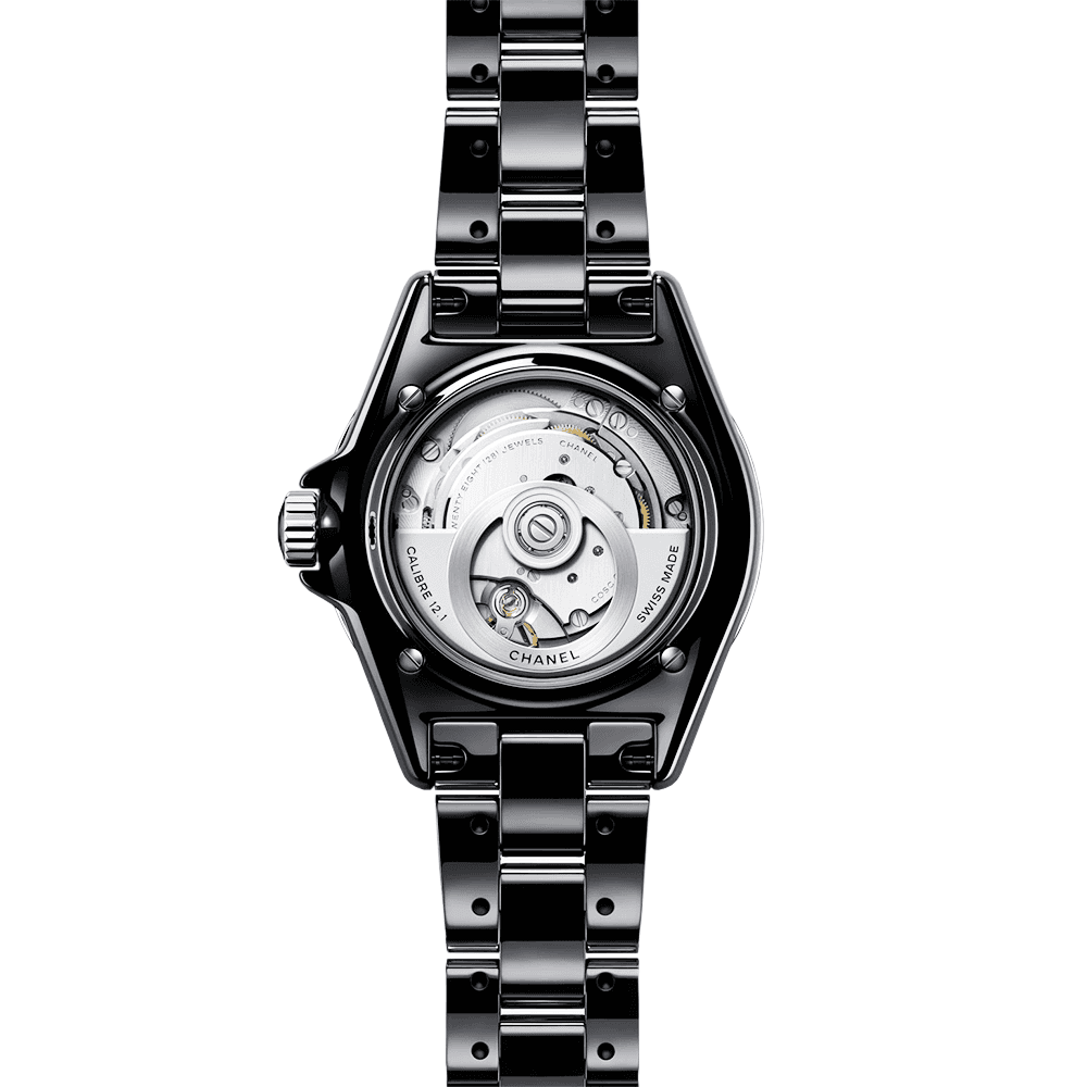 J12 38mm Black Ceramic Diamond Dial Automatic Bracelet Watch