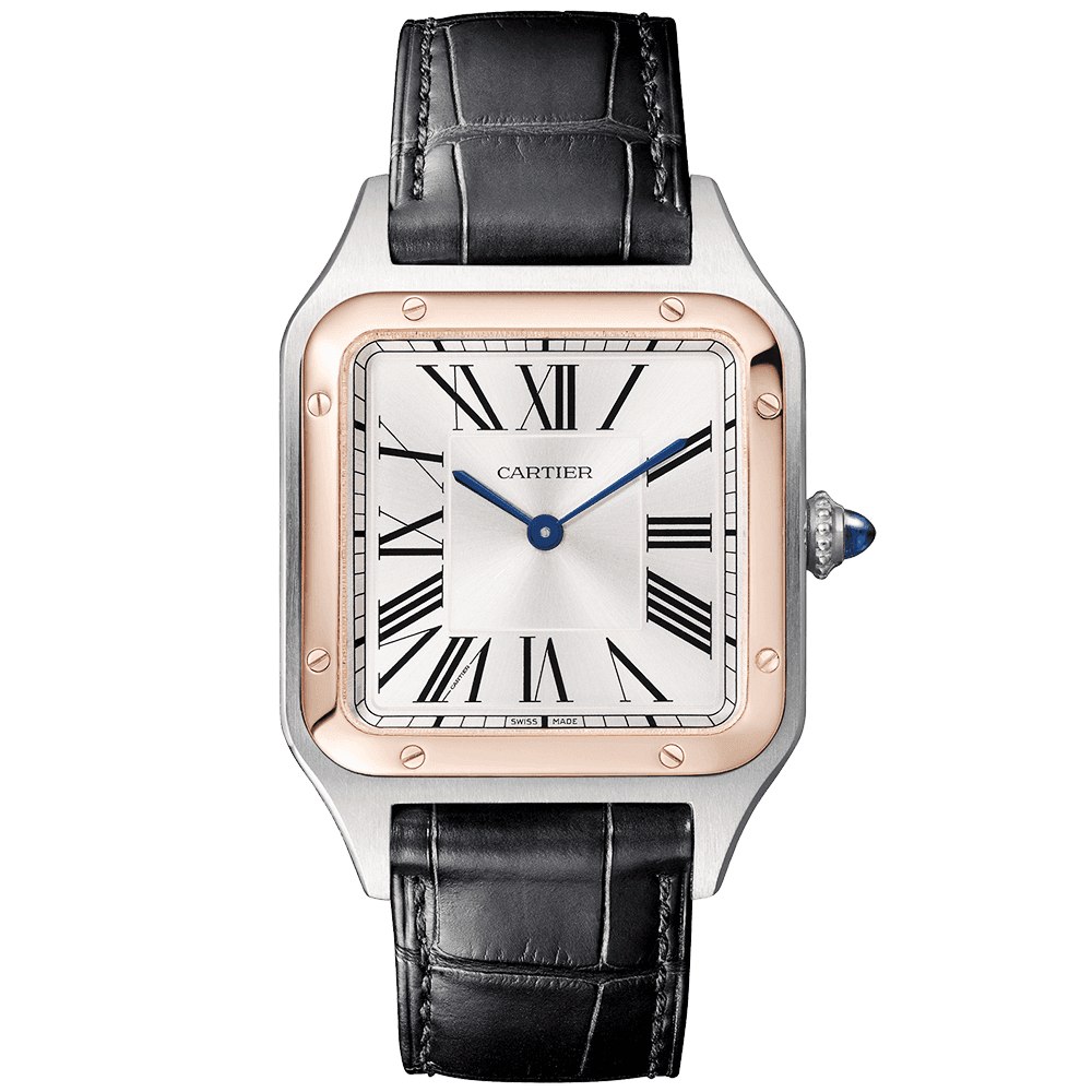 Santos Dumont Large & 18ct Pink Gold Steel Strap Watch