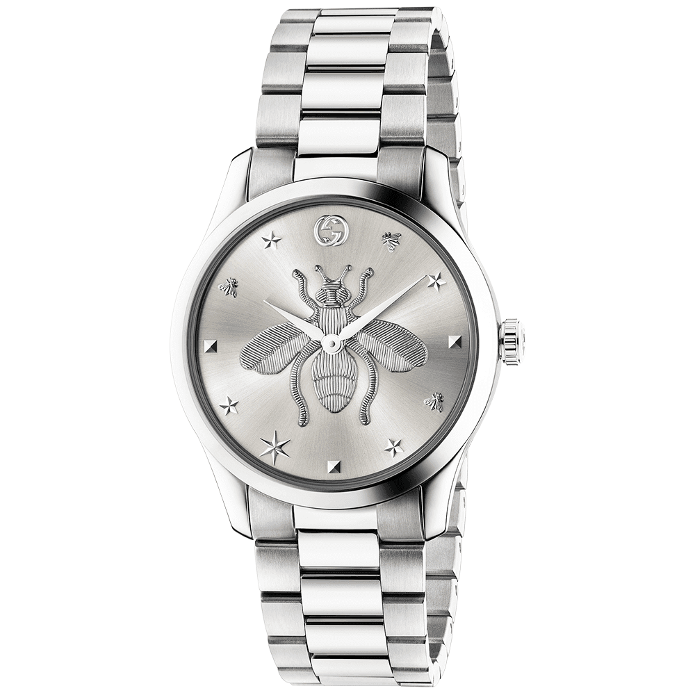 G-Timeless 38mm Silver Bee Motif Dial Ladies Bracelet Watch