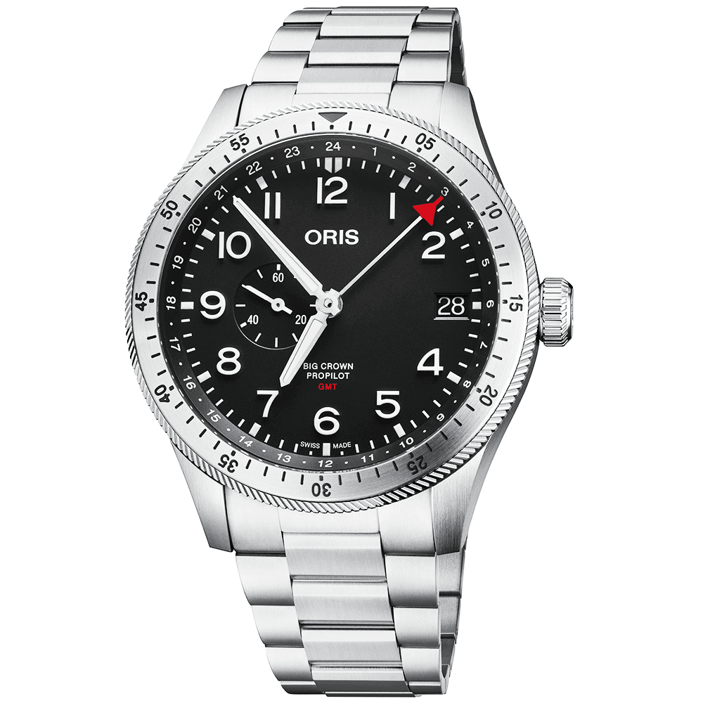 Big Crown 44mm ProPilot Timer GMT Black Dial Automatic Bracelet Watch