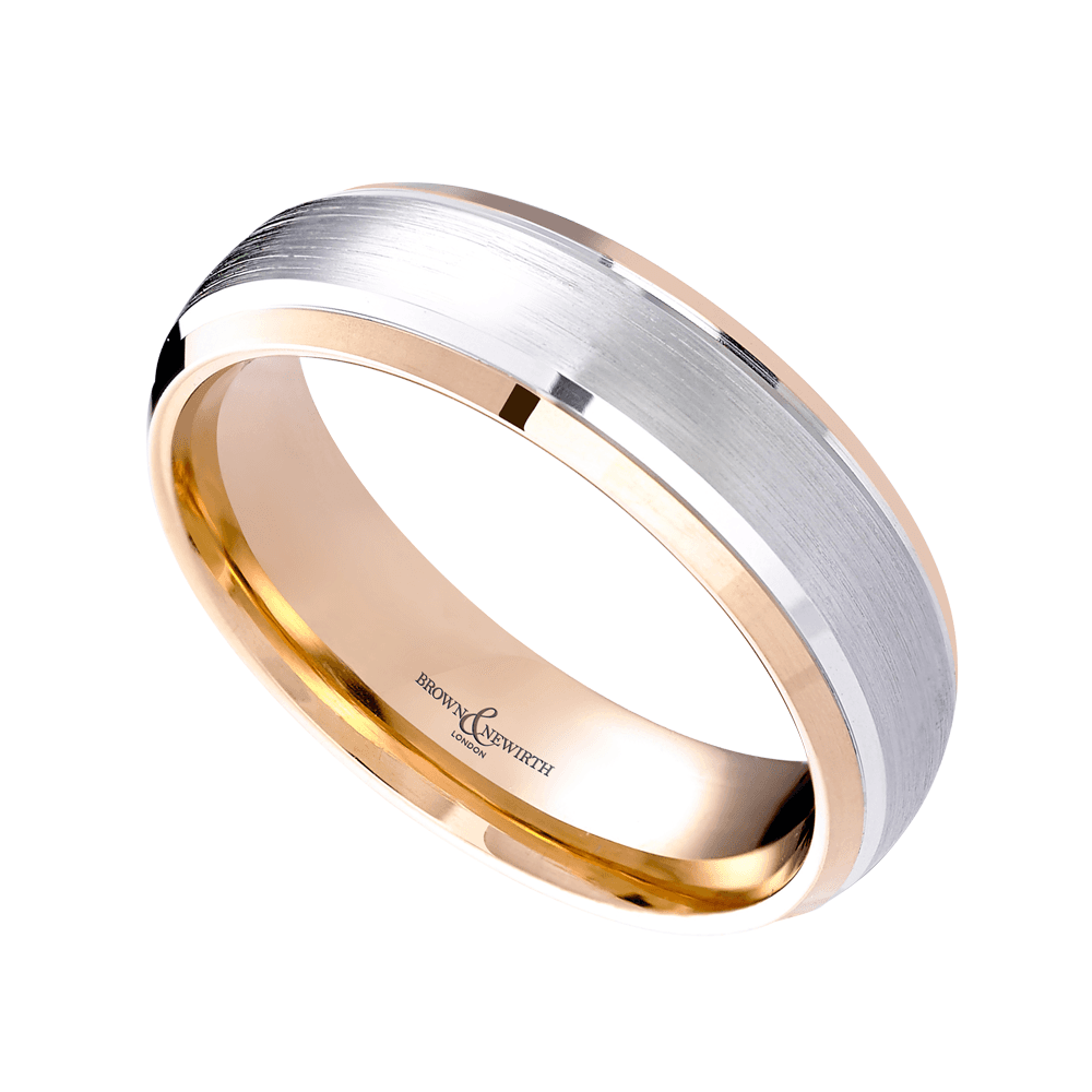 Compliment 18ct Rose Gold And Platinum 6mm Wedding Ring