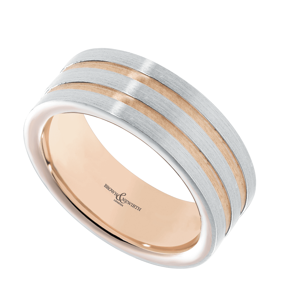 Union Platinum And 18ct Rose Gold 8mm Wedding Ring