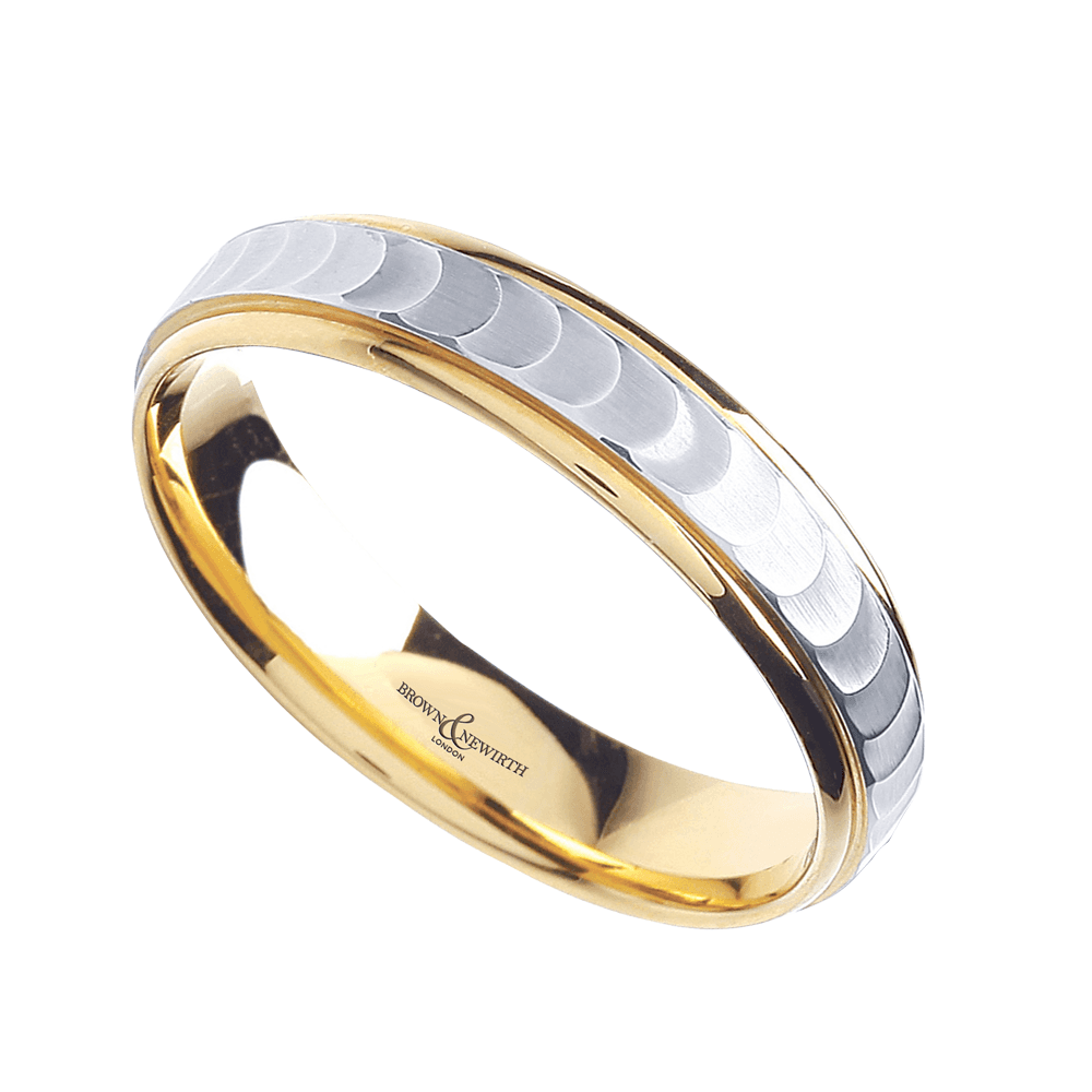 Lunar 18ct Yellow Gold And Platinum 5mm Wedding Ring