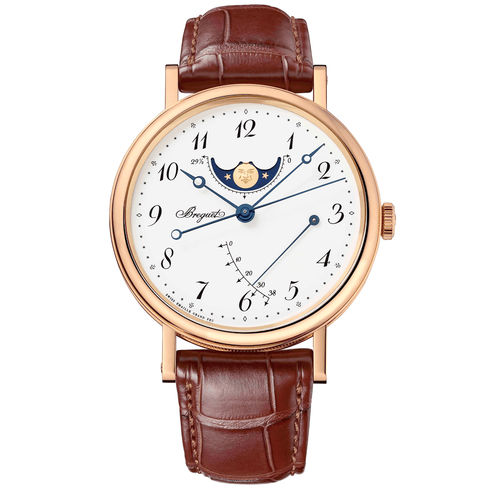 Classique 39mm 18ct Rose Gold White Dial Men's Leather Strap Watch