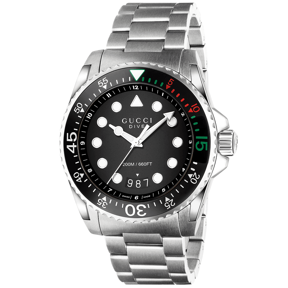 Dive 45mm Stainless Steel & Black Dial Men's Watch