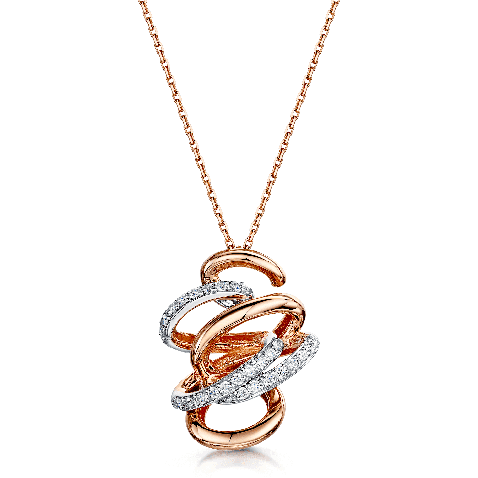 18ct Rose And White Gold Diamond Entwined Knot Pendant