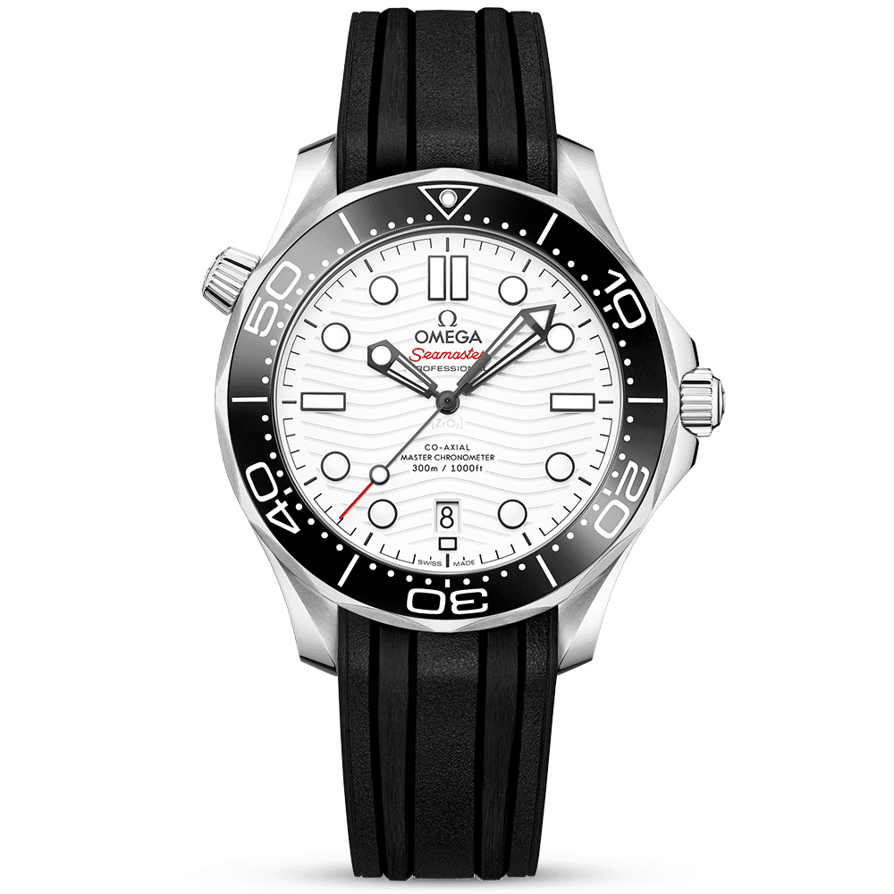 Seamaster Diver 300m 42mm White Dial Men's Rubber Strap Watch