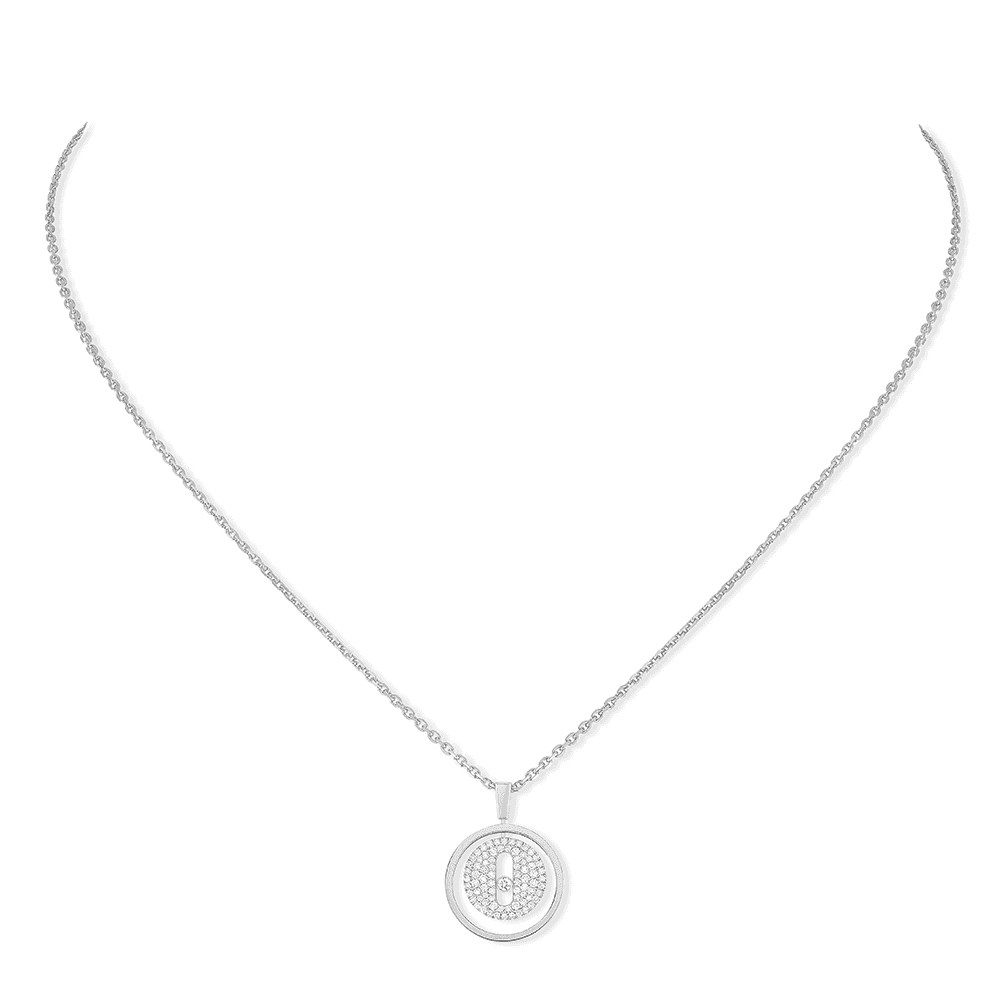 18ct White Gold Lucky Move Pave Diamond Necklace