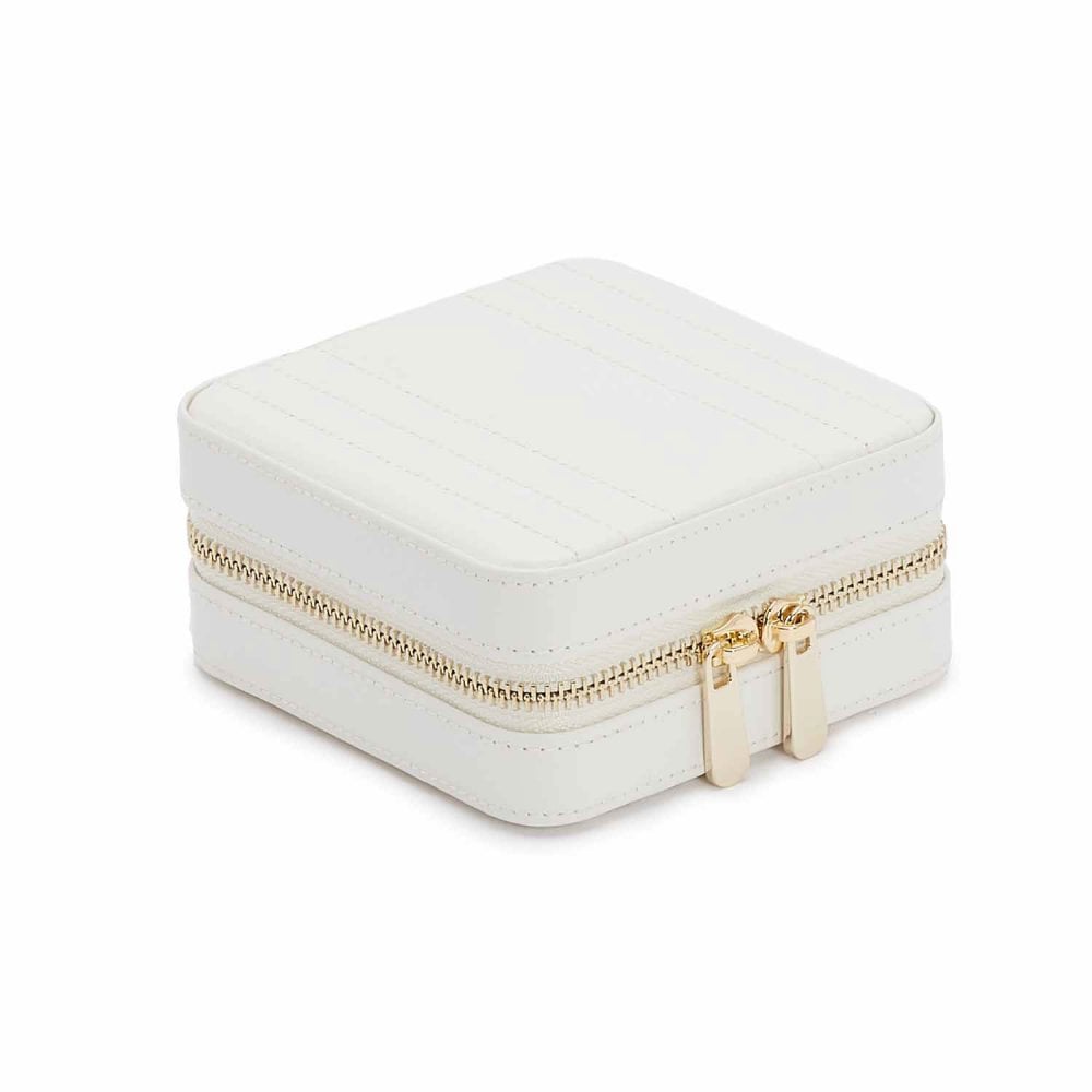 Maria Collection White Leather Small Zip Case