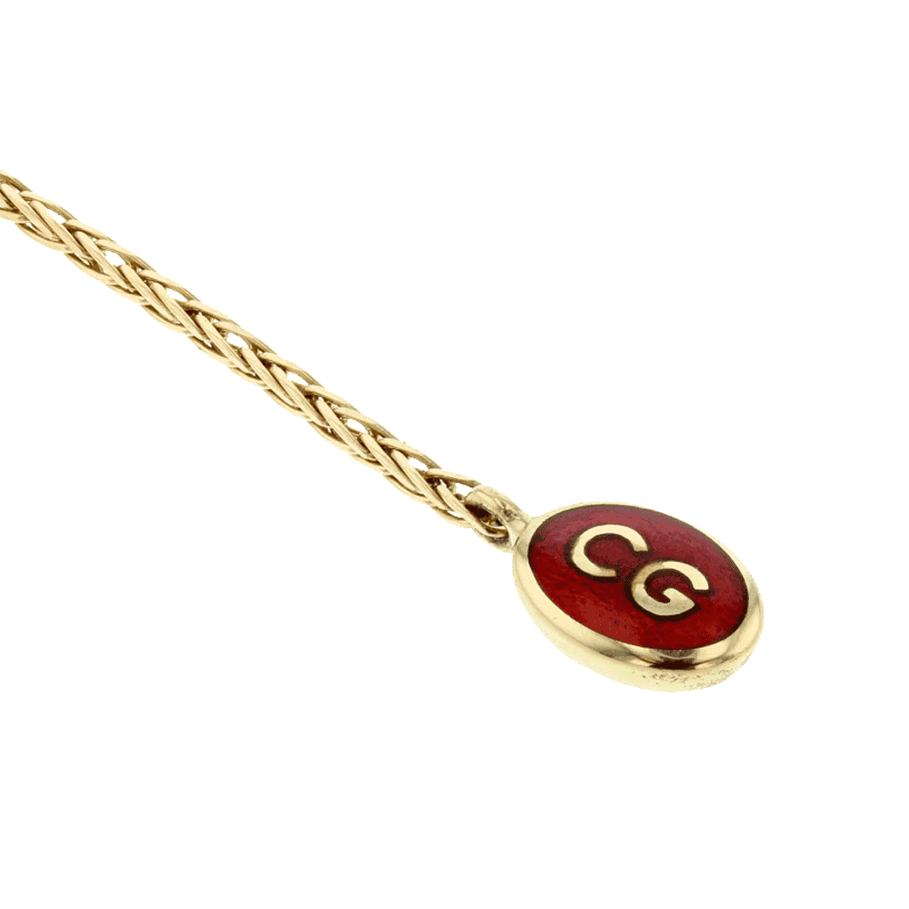18ct Yellow Gold Lux Oval Red Enamel & Diamond Set Locket and Chain