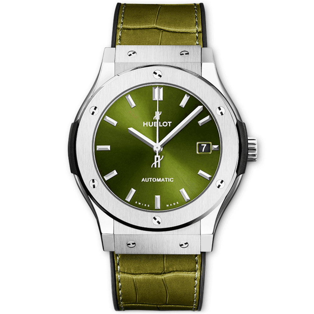 Hublot Classic Fusion 45mm Titanium Sunray Green Dial & Strap Automatic Watch