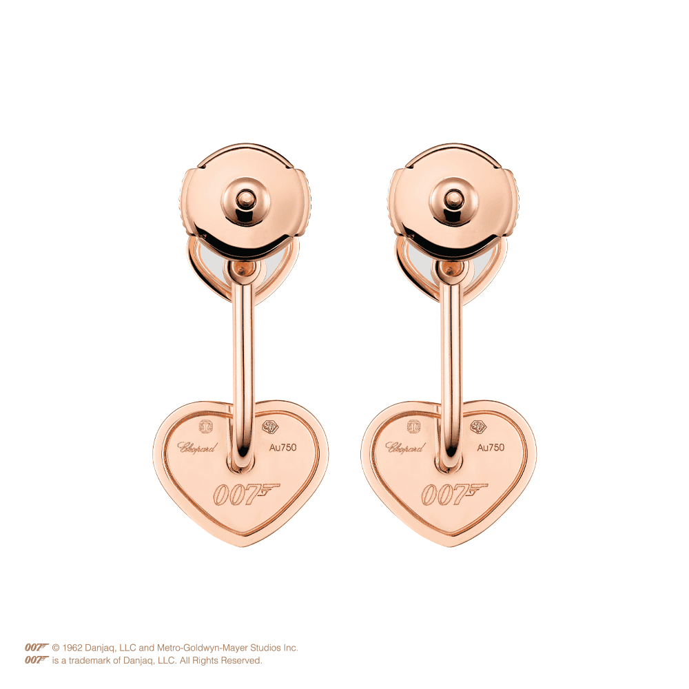 18ct Rose Gold Happy Hearts James Bond 007 Limited Edition Drop Earrings