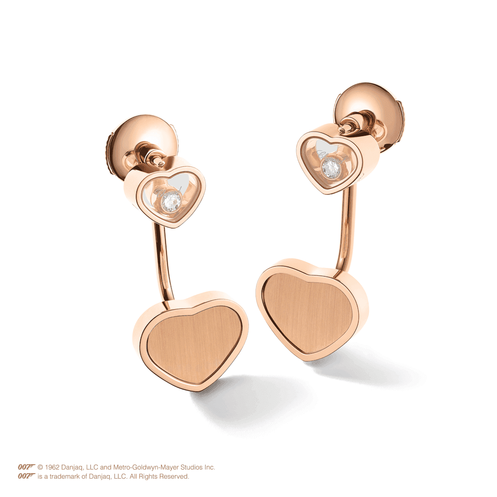 18ct Rose Gold Happy Hearts James Bond 007 Limited Edition Drop Earrings