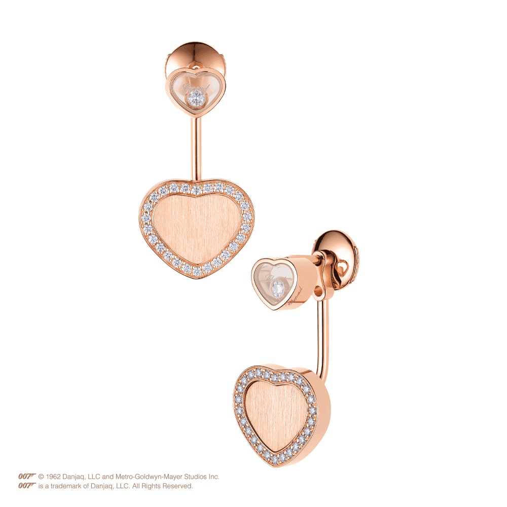 18ct Rose Gold Happy Hearts James Bond 007 Limited Edition Diamond Drop Earrings