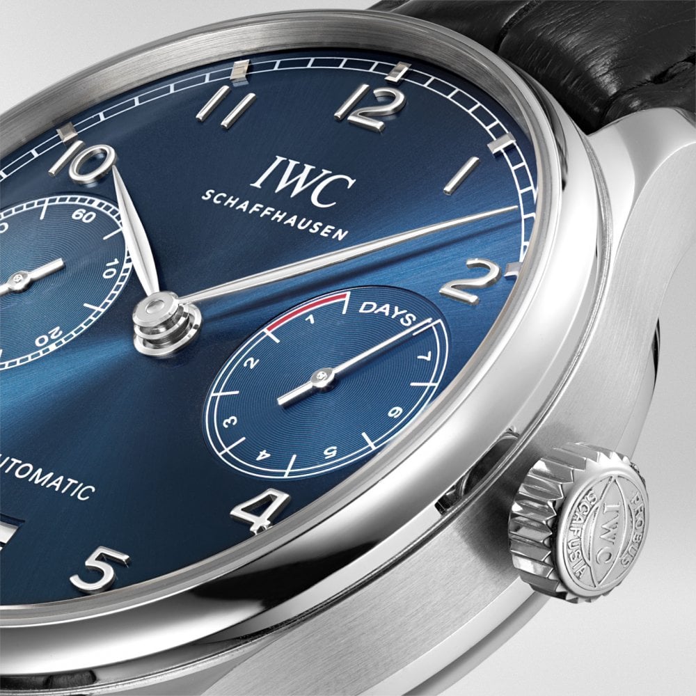 Portugieser 42mm Blue Dial Men's Automatic Leather Strap Watch