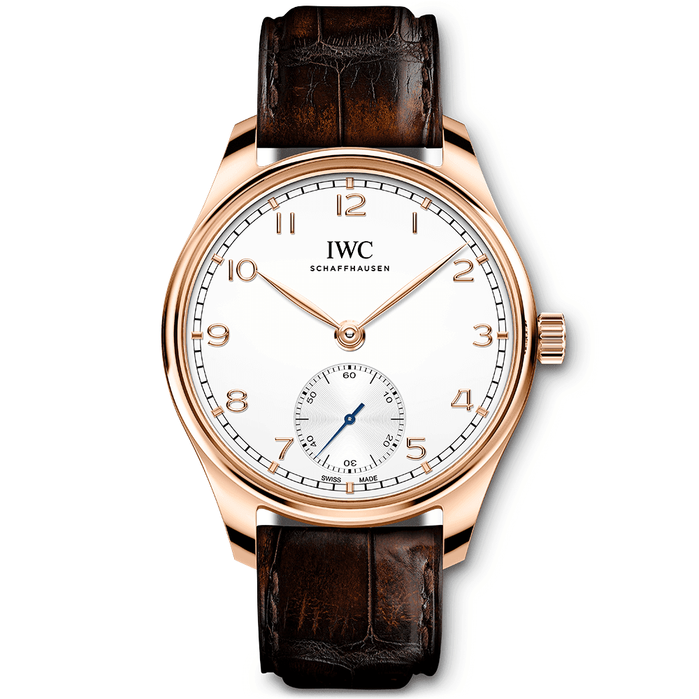 Portugieser 40mm 18ct Red Gold Silver Dial Automatic Strap Watch
