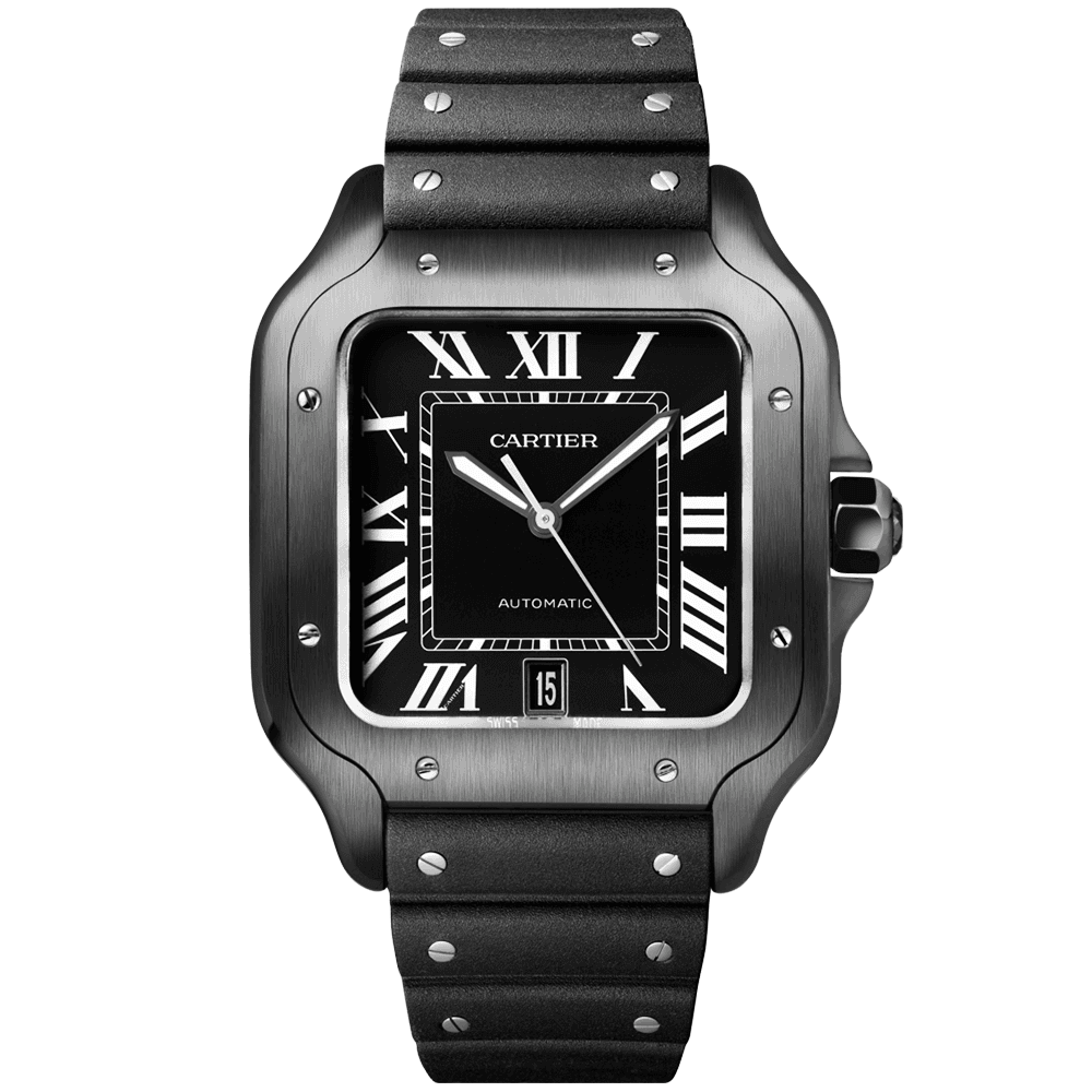 Santos de Cartier Large ADLC Black Dial & Strap Men's Automatic Watch