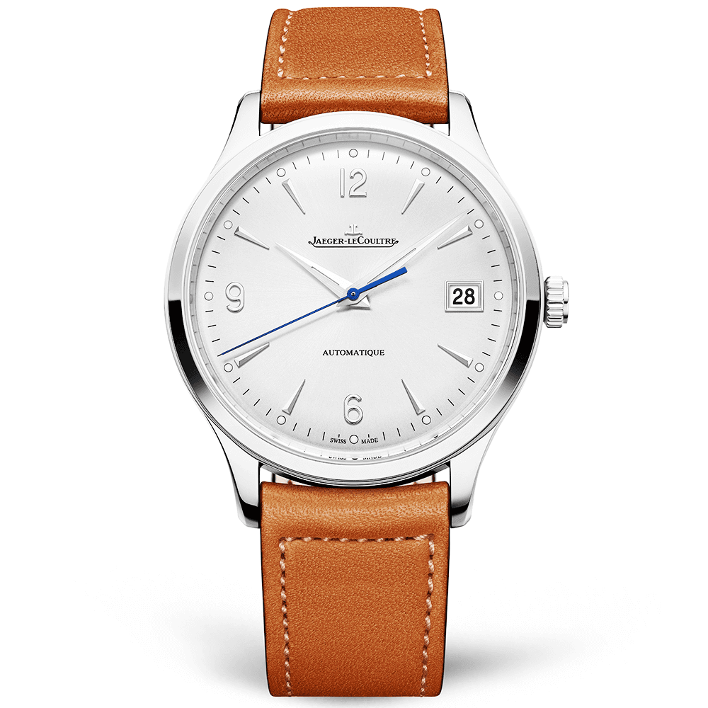 Master Control Date Silver Dial 40mm Automatic Men's Leather Strap Watch