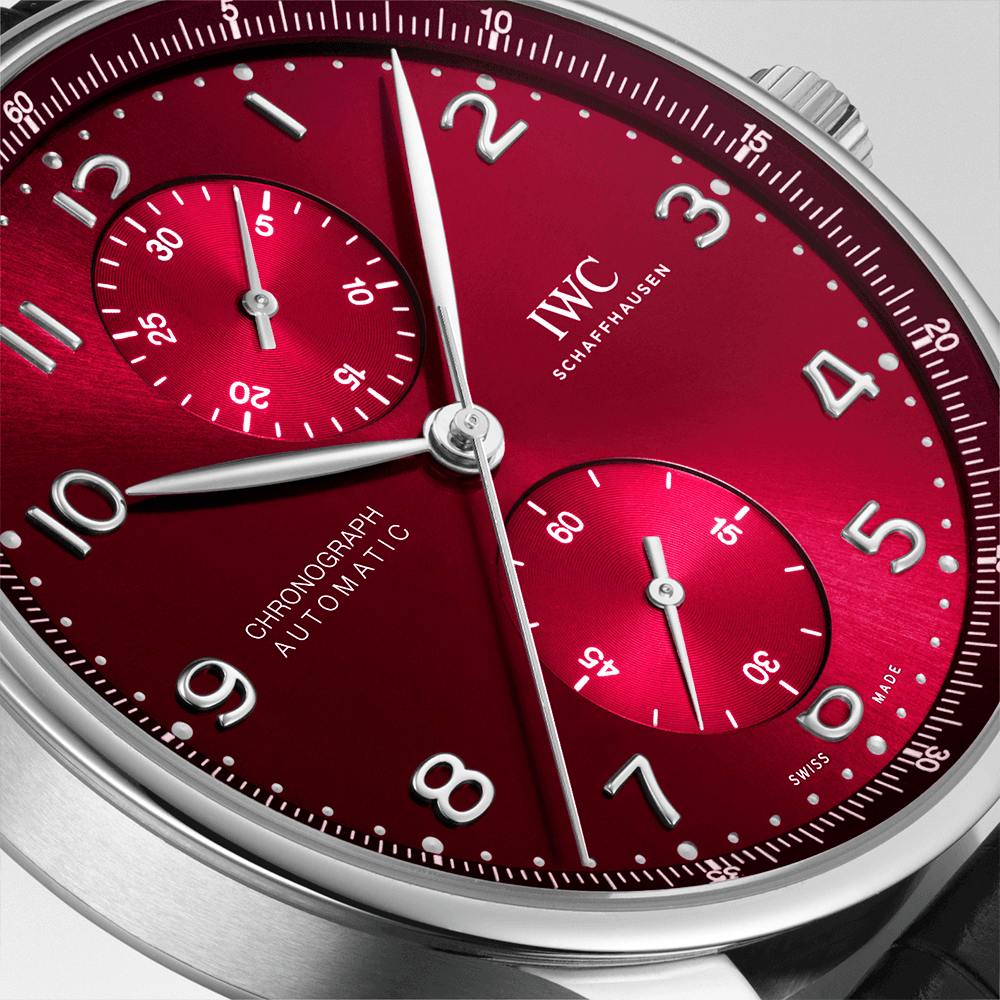 Portugieser 41mm Red Dial Men's Chronograph Strap Watch