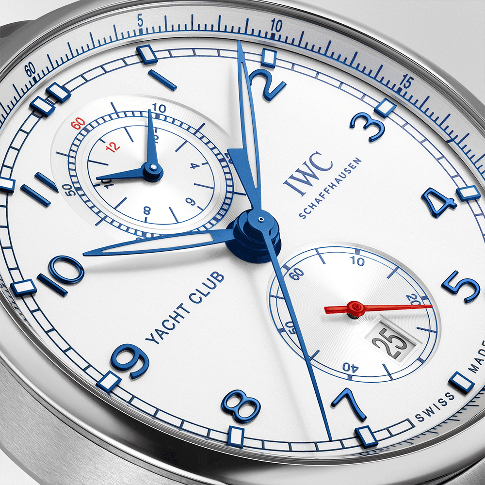Portugieser Yacht Club 44mm Silver/Blue Dial Men's Chronograph Watch