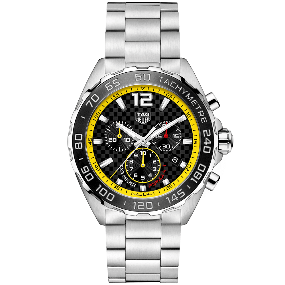 Formula 1 43mm Carbon/Yellow Dial Men's Bracelet Watch