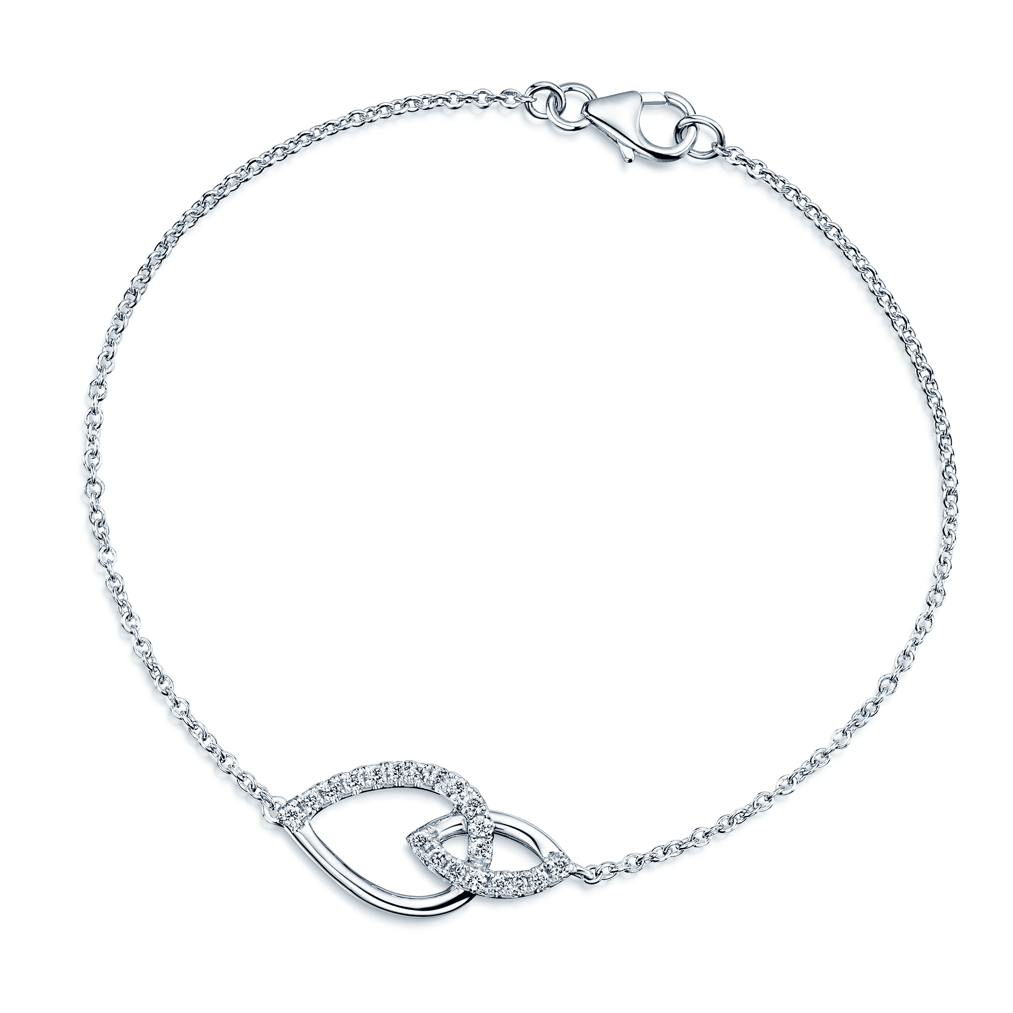 The Origin Collection 18ct White Gold Pave Diamond Open Seed Link Bracelet