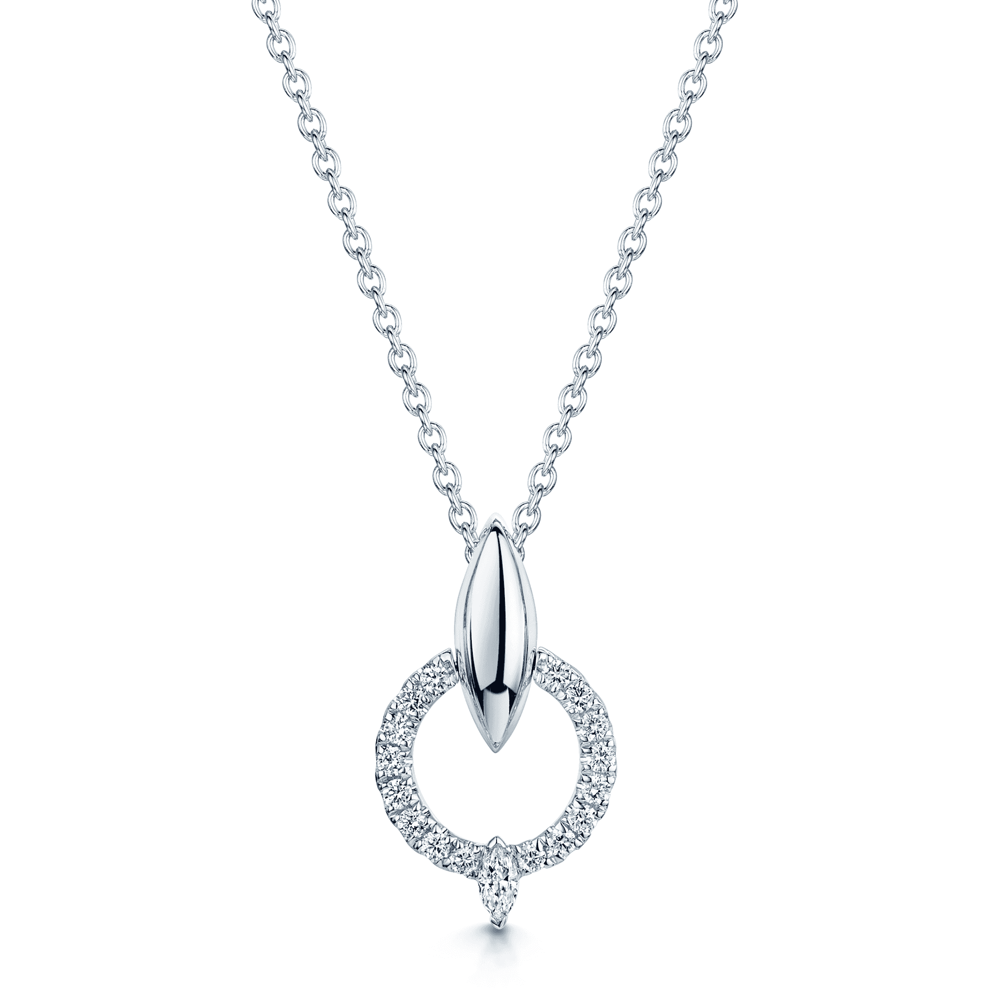 The Origin Collection 18ct White Gold Diamond Seed Drop Circle Necklace