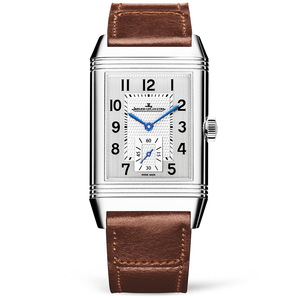 Reverso Classic Large Silver Dial & Brown Leather Strap Watch