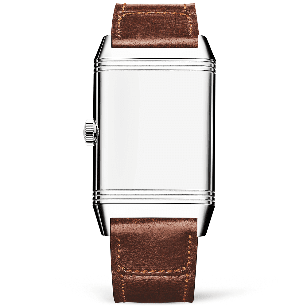 Reverso Classic Large Silver Dial & Brown Leather Strap Watch