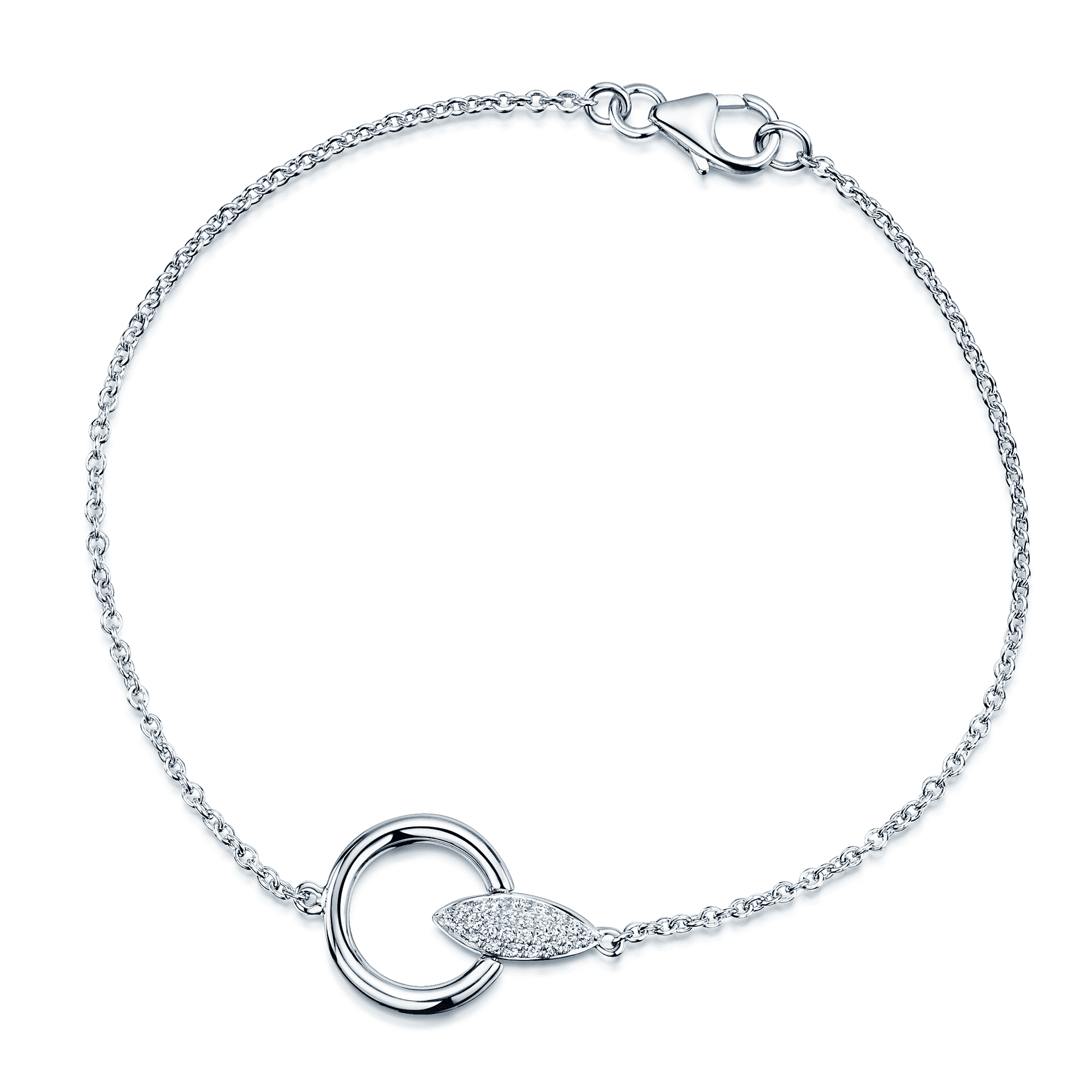 The Origin Collection 18ct White Gold Pave Diamond Seed Drop Circle Bracelet