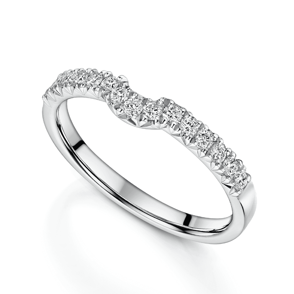 Platinum Diamond Claw Set Shaped Wedding Ring