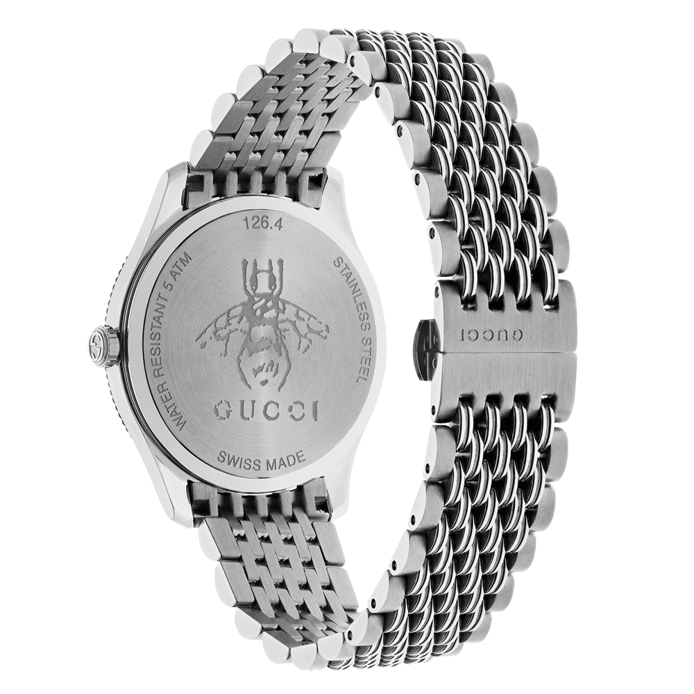 G-Timeless 36mm Silver Bee Motif Dial Bracelet Watch