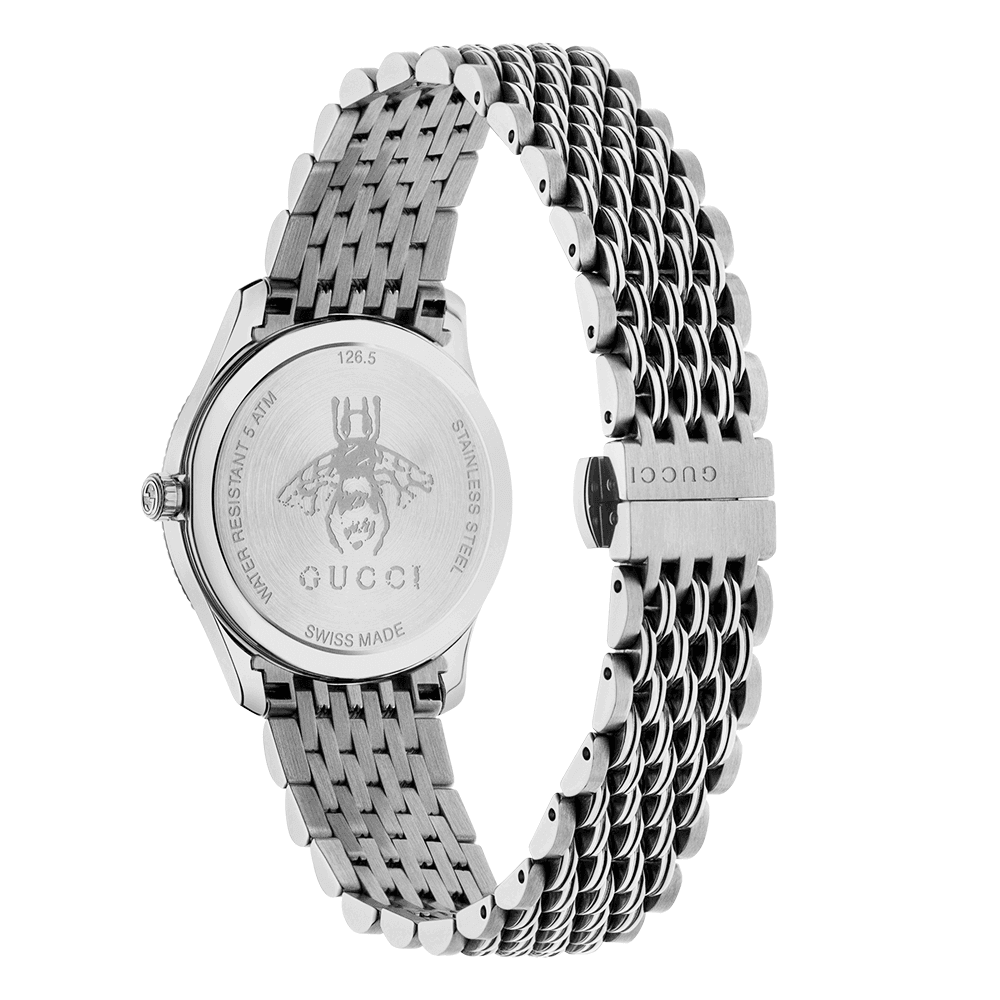 G-Timeless  29mm Silver Bee Motif Dial Bracelet Watch
