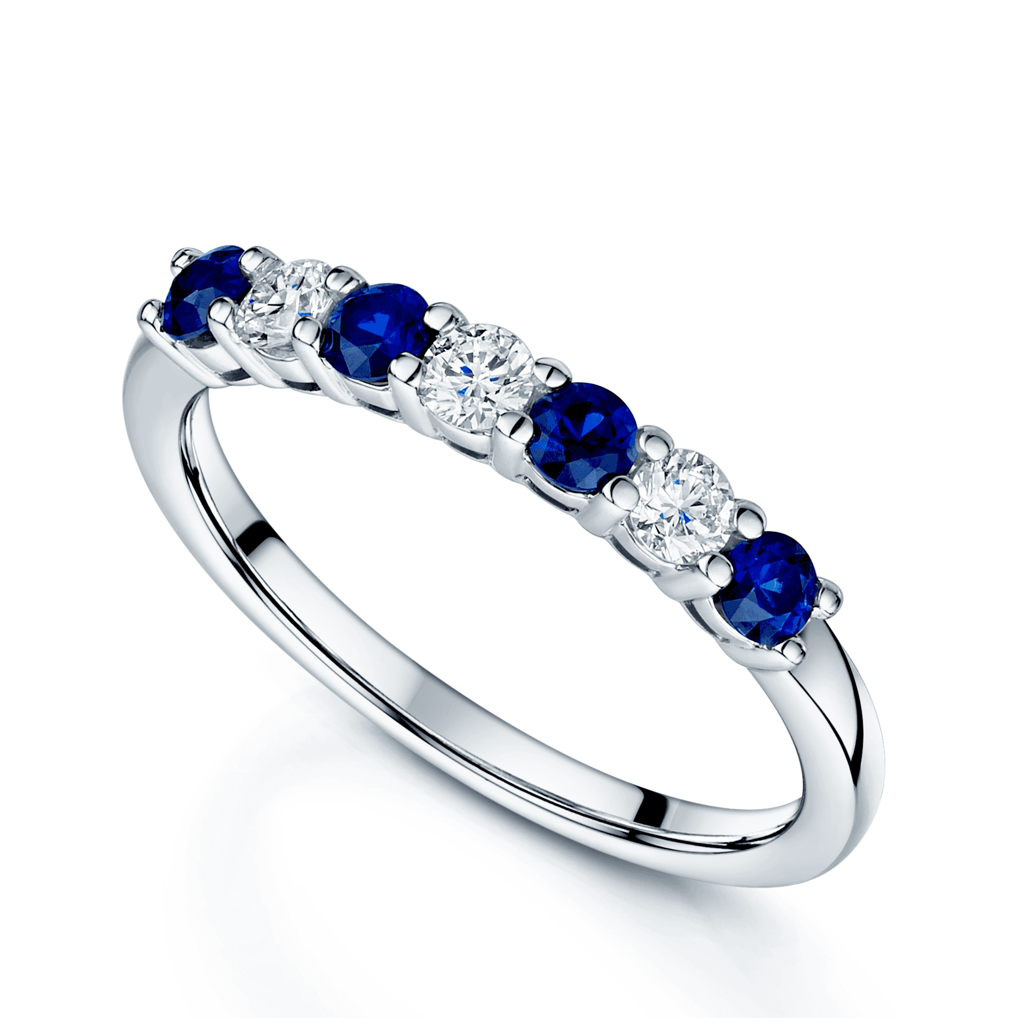 Platinum Round Brilliant Sapphire & Diamond Claw Set Half Eternity Ring