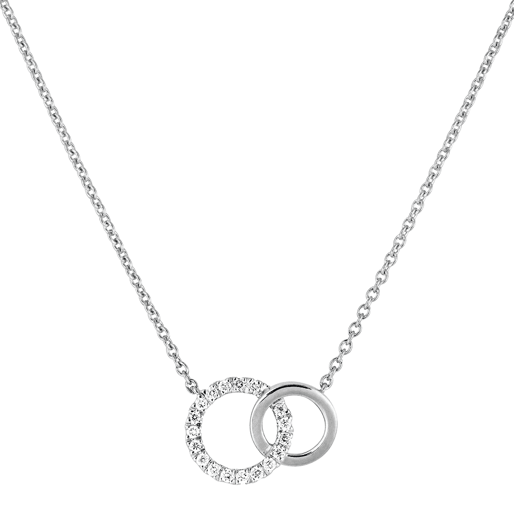 18ct White Gold Interlocking Circles Diamond Necklace