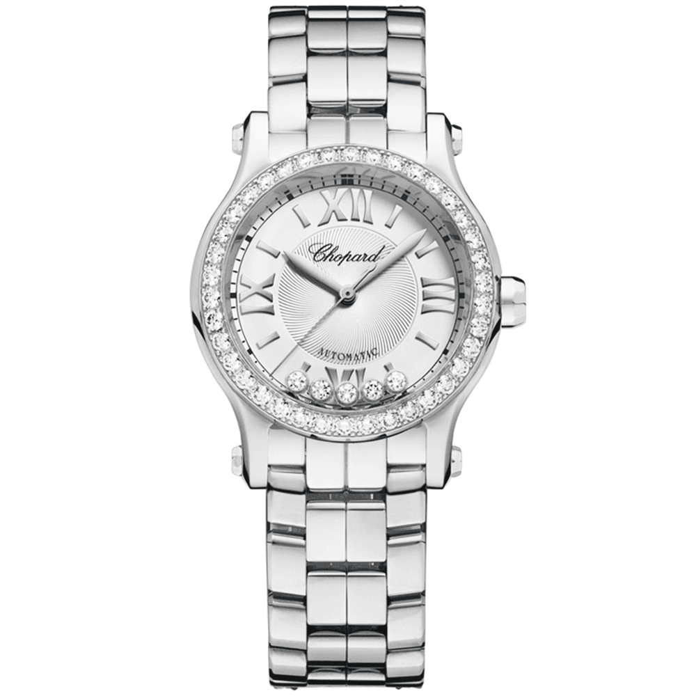 Happy Sport 30mm Steel & Diamond Bezel Ladies Bracelet Watch