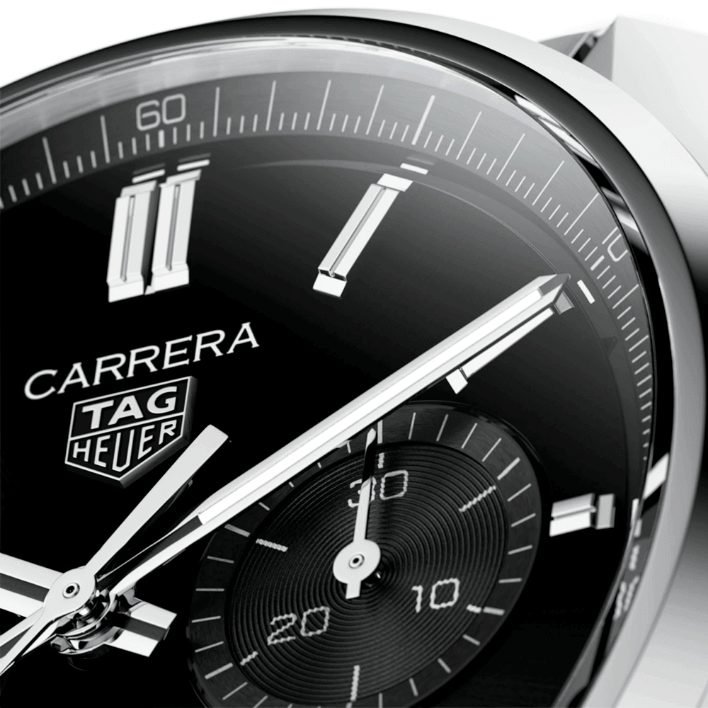 Carrera 42mm Black Dial Automatic Chronograph Bracelet Watch