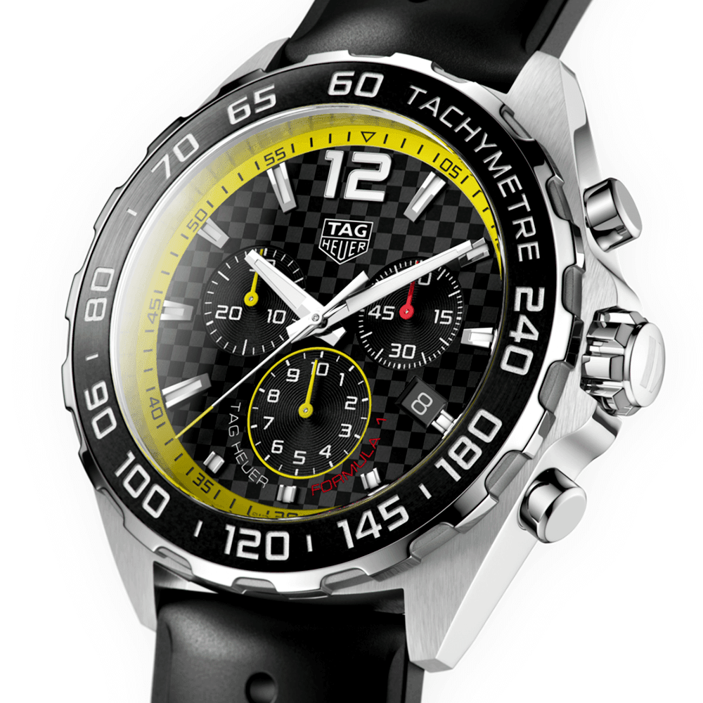 Formula 1 43mm Carbon/Yellow Dial Men's Rubber Strap Watch